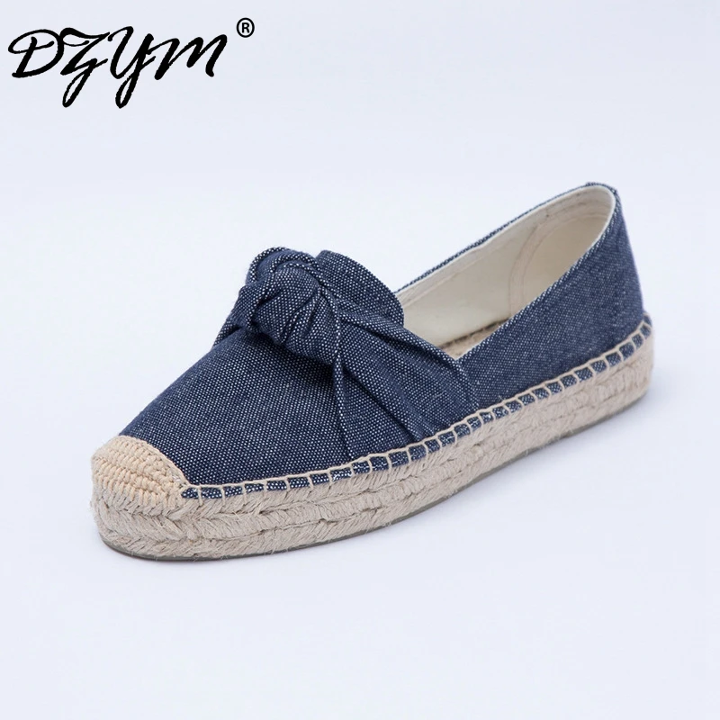 DZYM High Quality Bowtie Mocassins Canavs Women Flats Leisure Loafers Zapatos Mujer Gingham Pattern Fishemen Shoes