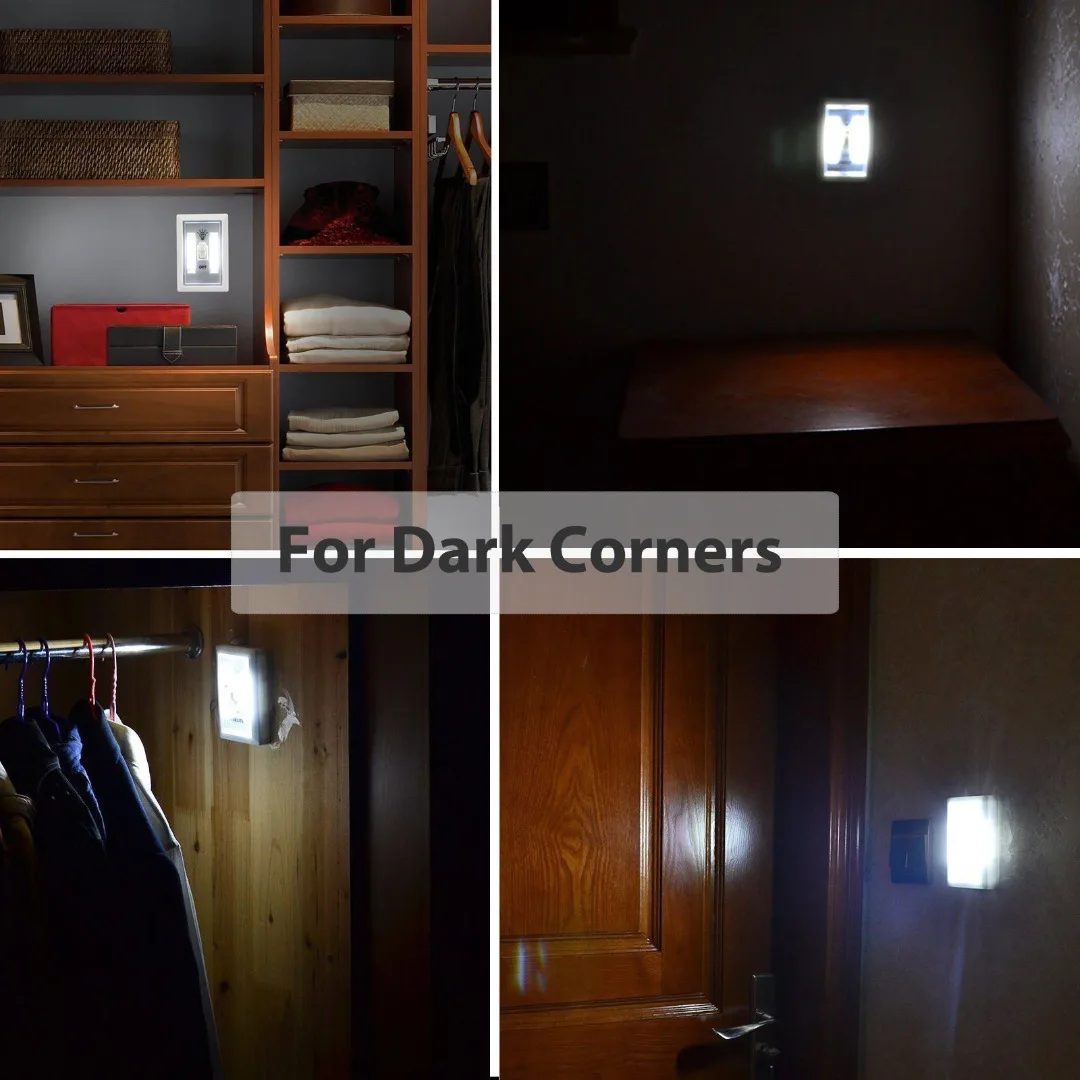 5PCS/lots  Wireless COB LED Wall Switch Closet Cordless Night Light Battery Operated
