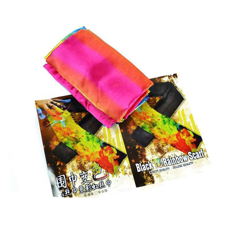 Change Color Scarf Magic tricks Black To Rainbow Silk Streame Magic Tricks magia Props Funny stage Close Up Magie Toys