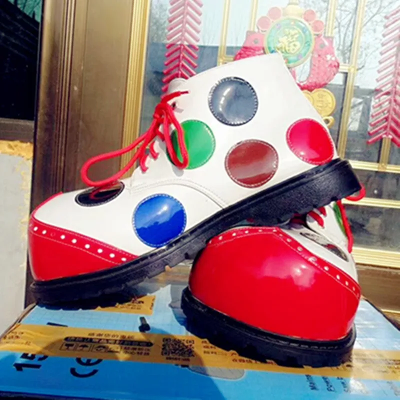 33cm New style dotted big size clown shoes funny shoes for adults cute cosplay shoes performance accessories halloween cosplay