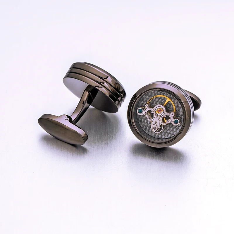 KFLK Black Shirts Cufflinks for Men’s Brand Watch Tourbillon Movement Mechanical Cuff links Buttons High Quality  guests