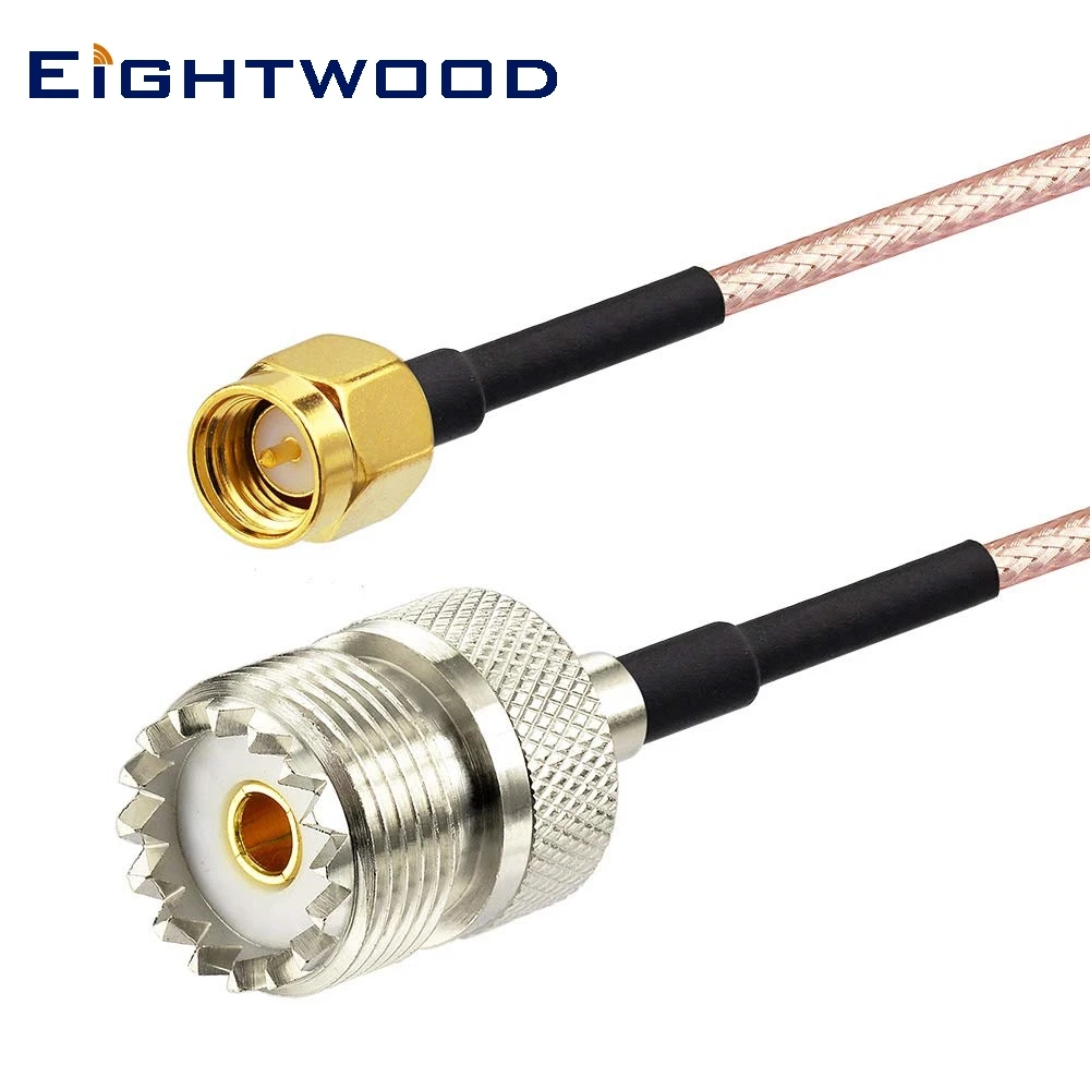 Eightwood Coax Cable SMA Male to UHF SO-239 Female Connectors 6.5ft Low Loss Jumper Cable Extension for Handheld Radio Antenna