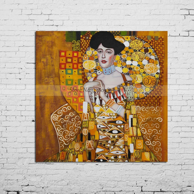 Free Shipping 100% handmade Oil Painting Reproduction on Linen Canvas Portrait of Adele Bloch-Bauer by gustav klimt Oil Painting