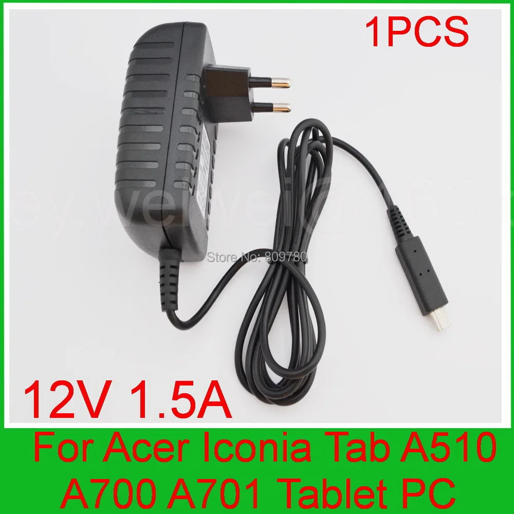 1PCS 12V 1.5A High quality  Tablet Battery Charger EU plug for Acer Iconia Tab A510 A700 A701 Power Supply Adapter