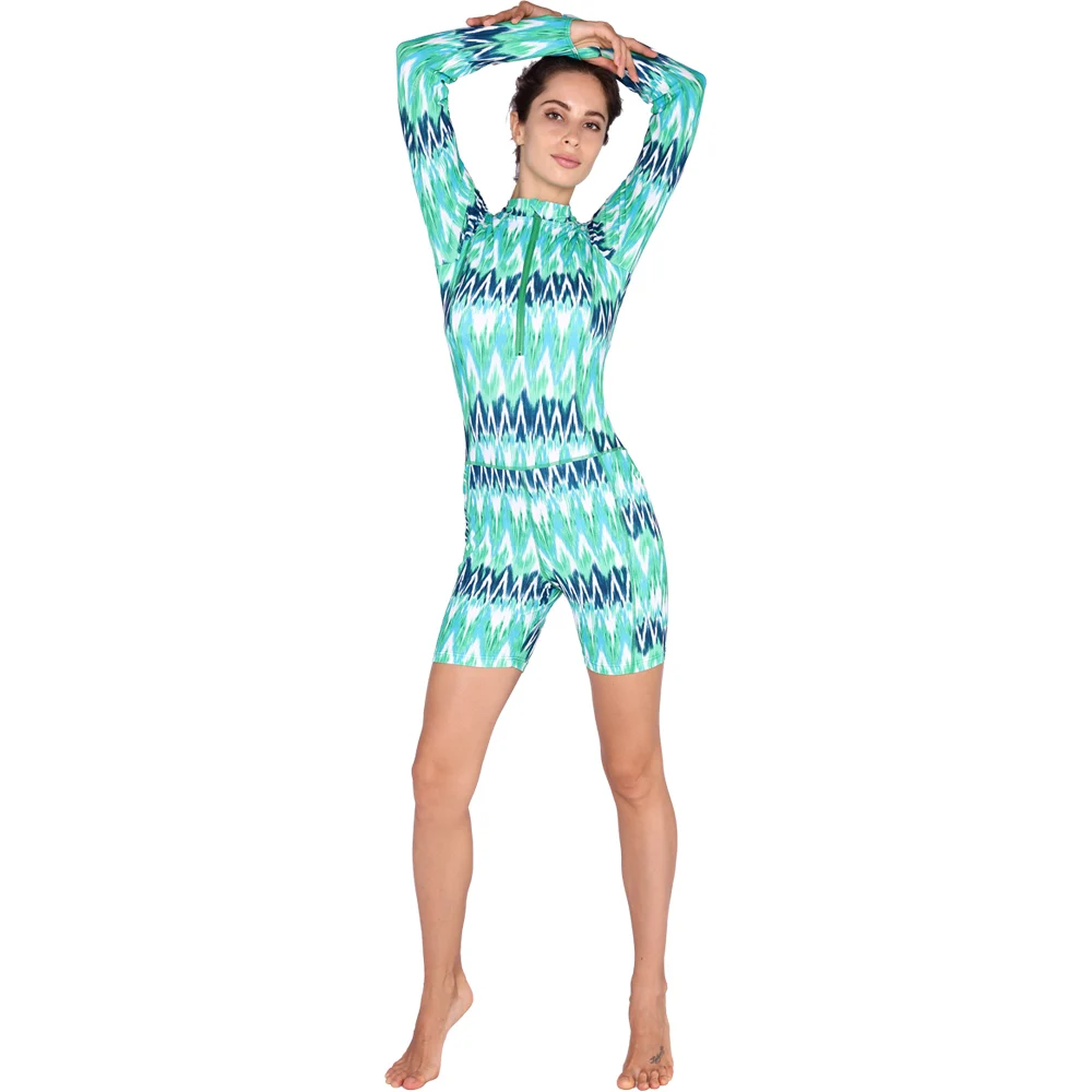 

SABOLAY Women One-Piece Lycra Tight Zipper Quick Dry Swim Shirts Rashguard Swimwear Surf Diving Sunscreen Swimsuit Rash Guards