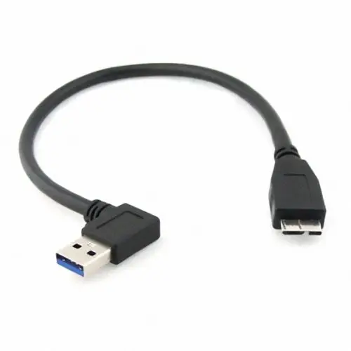 สีดำขวามุม90องศา USB 3.0 A ชาย Micro B สายชาย30ซม.สำหรับ Macbook แล็ปท็อปและ hard Disk