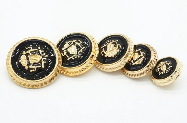 DIY Fashion 10pcs/lot black enamel gold buttons high quality plane buttons for overcoat Windbreaker sew accessories