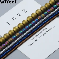 Polish Hematite Beads Matte Plating Multi Mixed color 2 4 6 8 10mm Gold Plated Round Loose Beads for Jewelry Bracelet Making DIY
