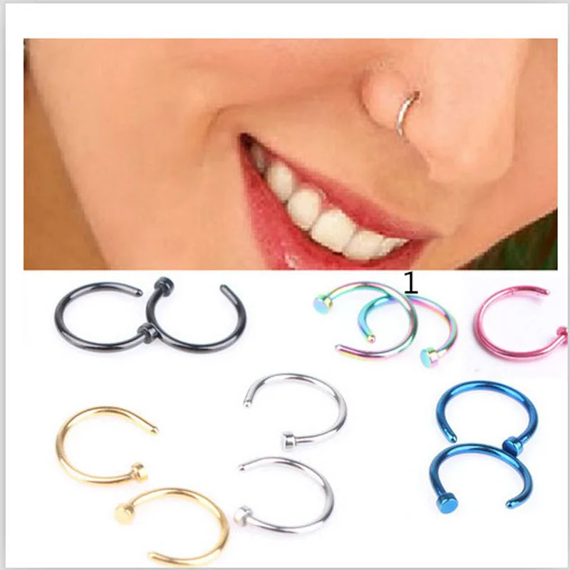 1 pcs 7 Colors Piercing Nose Ring  Hoop Circular Ring Labret Nipple Hoops Nose Eyebrow Piercing nose stud body jewelry