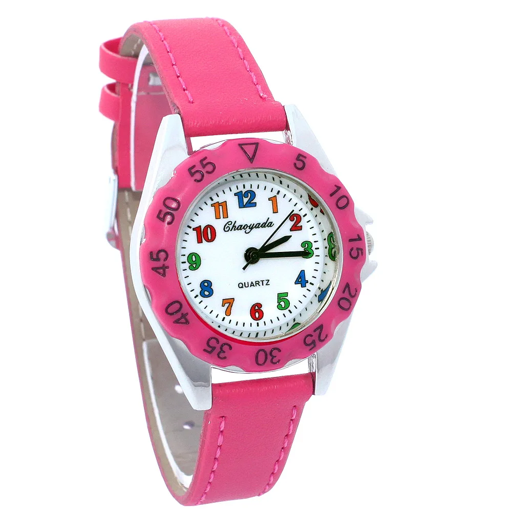 The First Watch for Kids Girls Women Leather Wristwatch Casual dress watch Fashion Children Learn Time Watch Dropshipping U48