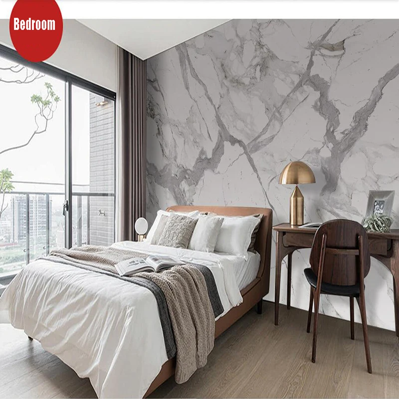 Decorative wallpaper Modern simple white marble background wall