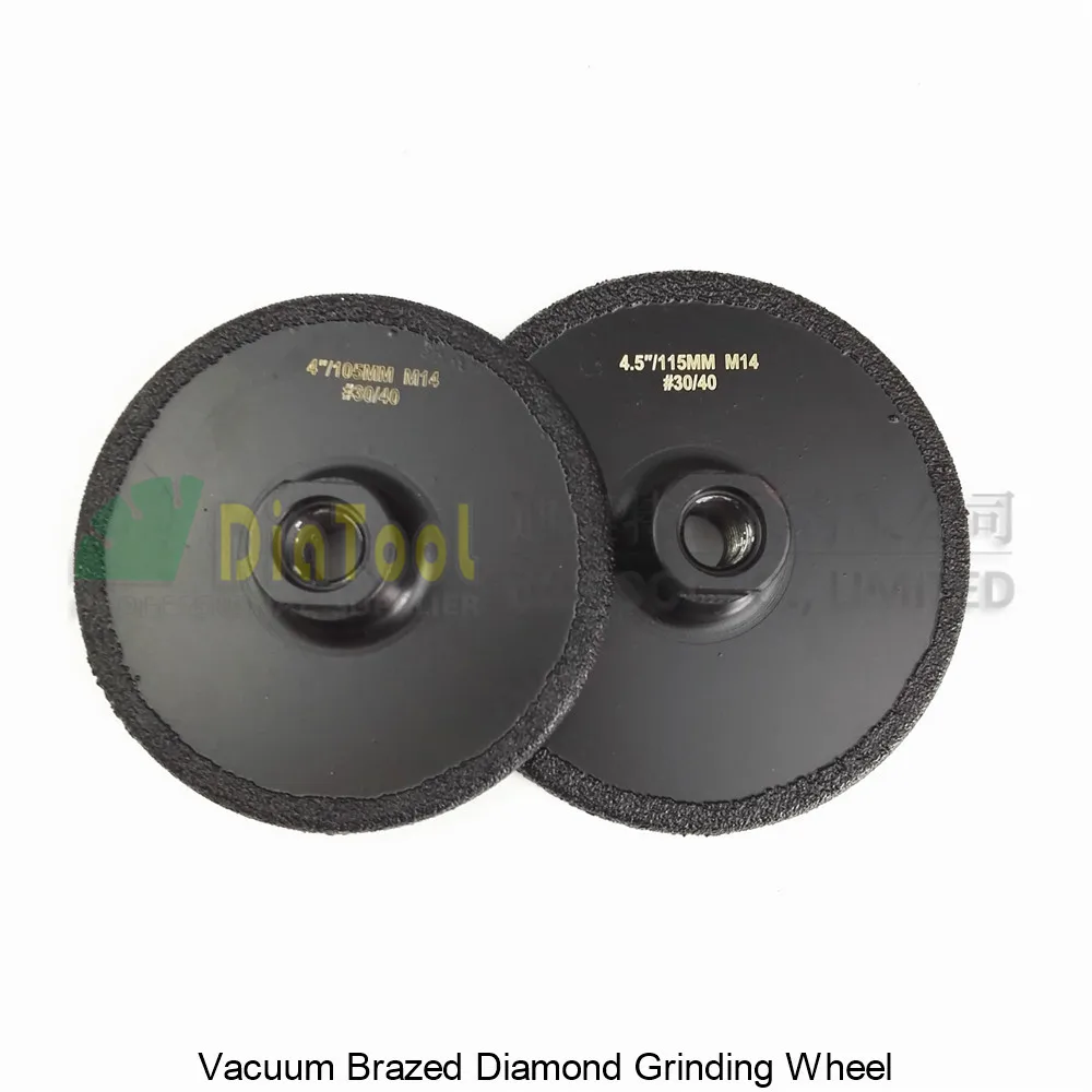 

DIATOOL 2pcs (105MM+115MM) Vacuum Brazed Diamond Flat Grinding Wheel M14 Grit #30 Coated Grinder Disc