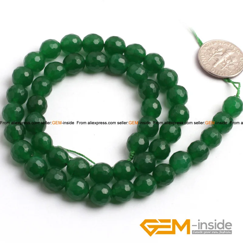 Green Jades Round Faceted Loose Spacer Accessorries Beads For Jewelry Making Strand 15 inch DIY Jewelry Bead For Women Gifts