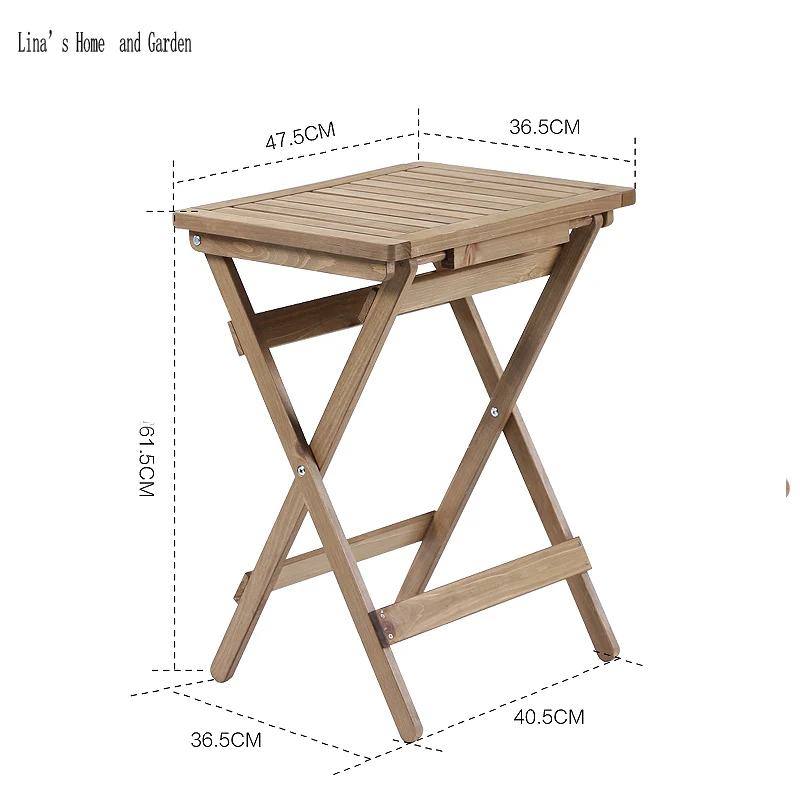 Natural Wood Finish New Classical Folding Small Square Slat Wood Coffee Table