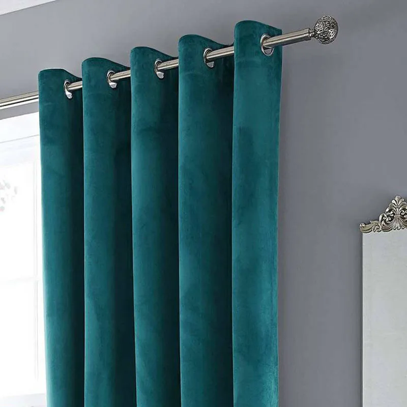 Rod Pocket Living Room Velvet Curtain Eyelet Ring pure color window curtain grommet top Velvet Curtains blackout Curtains drapes