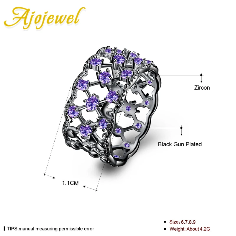 Ajojewel Cubic Zircon Mesh Female Ring Size 7 8 9 New Fashion Hollow Out Womens Rings Wholesale