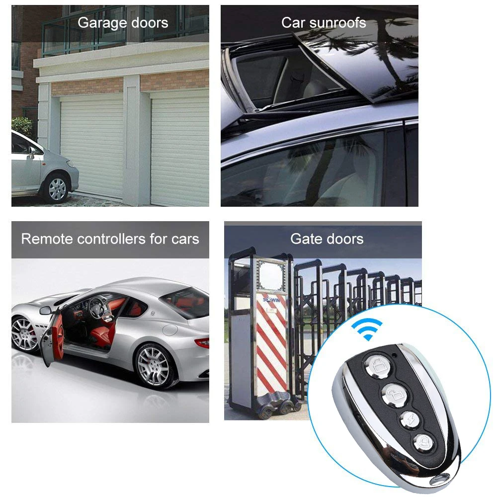 433Mhz 4 Channel Remote Control for Gate, Garage, Barrier. Keychain Duplicator Garage Gate Door Opener Code Clone Cloning