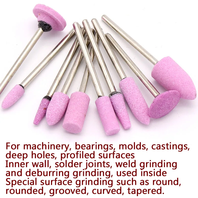 10pcs Abrasive Stone Points Polishing Grinding Head Electric Drill Bit Wheel Rotary Accessories Power Tools For Jade Metal