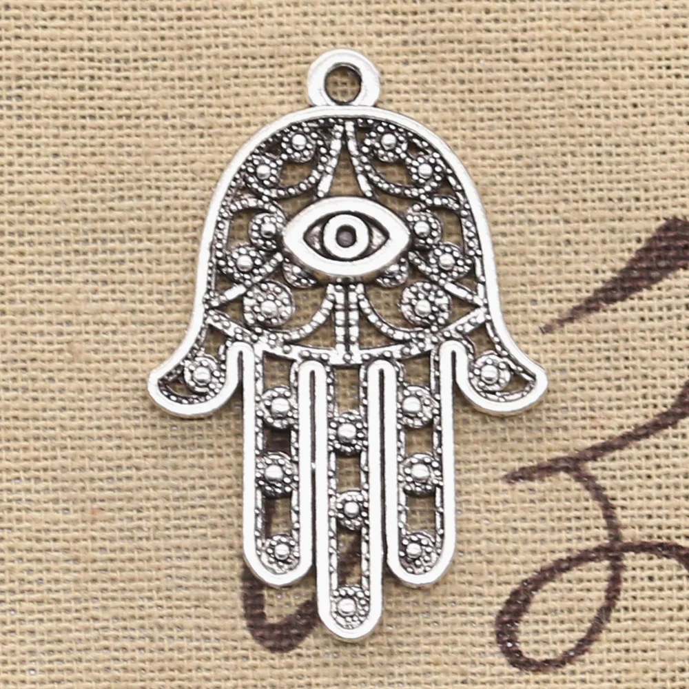 4pcs Charms Death Eye Hamsa Palm Fatima Hand 36x25mm Antique Making Pendant fit,Vintage Tibetan Bronze,DIY For Jewelry