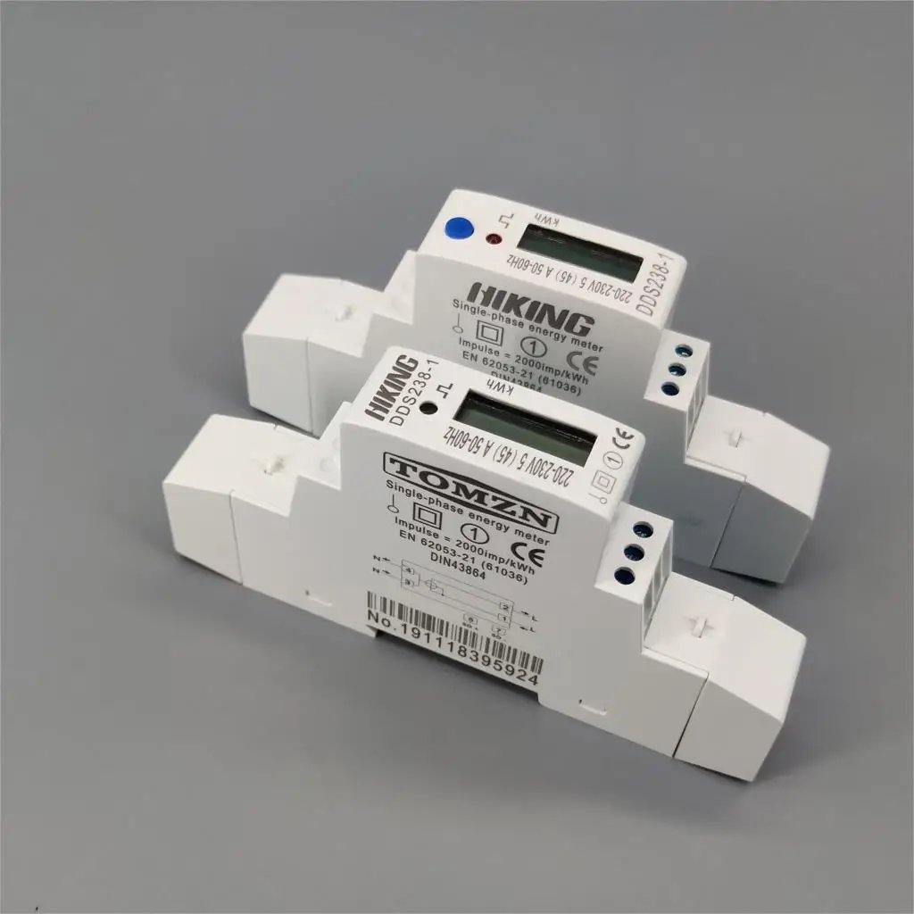 5(45)A 45A 220V 230V 50HZ 60HZ LCD display Single phase Din rail KWH Watt hour din-rail blue backlight energy meter