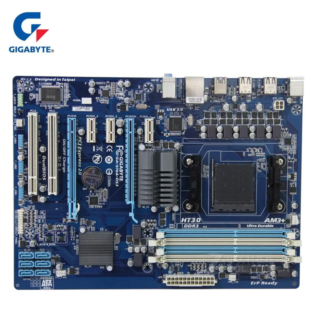 

Original Gigabyte GA-970A-DS3 Motherboard DDR3 DIMM USB3.0 32G Gigabyte 970A 970 Desktop Mainboard SATA III Boards AM3+ Used