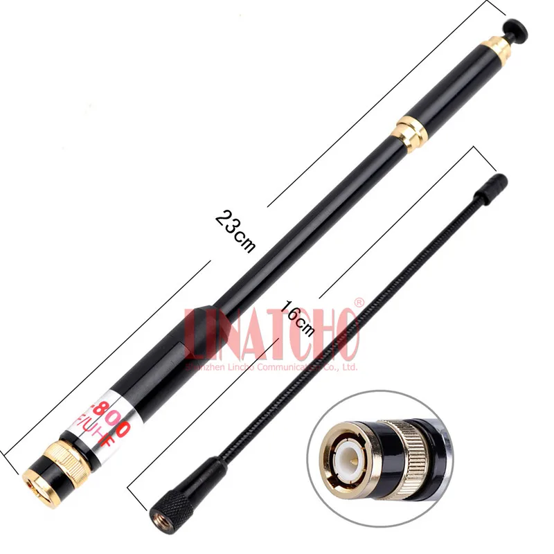 

long distance telescopic AL800 high gain dual band uhf vhf 144/430MHz walkie talkie BNC male antenna