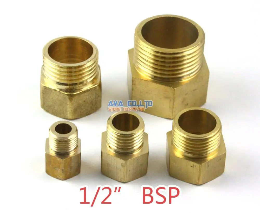 

10 Pieces Brass 1/2" BSP Male to Female Pipe Fitting Adapter Fuel Air Gas Water Hose Connector Coupler