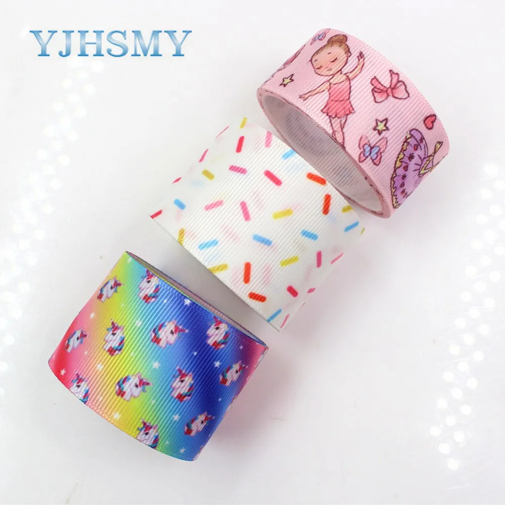 YJHSMY,G-18815-947,25 mm/38 mm 5 Yards Cartoon Ribbons Thermal transfer Printed grosgrain Wedding Accessories DIY material