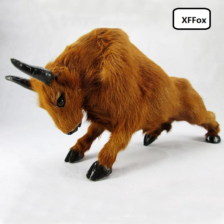 new creative real life bull model plastic&furs simulation yellow bull gift about 31x9x16cm xf1918