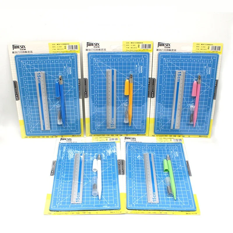 A5 Cutting Mat Ruler Engraving Pen Knife Set Double-Sided Self-Healing Manual Sculpture Pad Office School Supply Carving Board