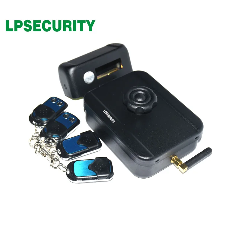 battery power 4 remote controls wireless outdoor gate door castle electric drop bolt lock (no battery included)
