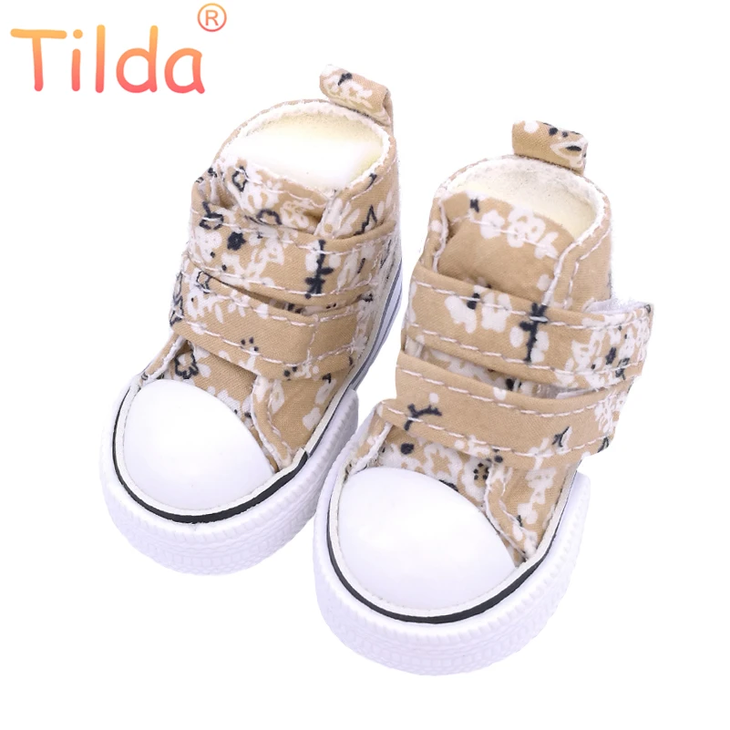 Tilda 6cm Canvas Sneakers For Minifee Paola Reina Dolls,Floral Shoes for Corolle Doll 1/4 Footwear Sneakers Dolls Accessories