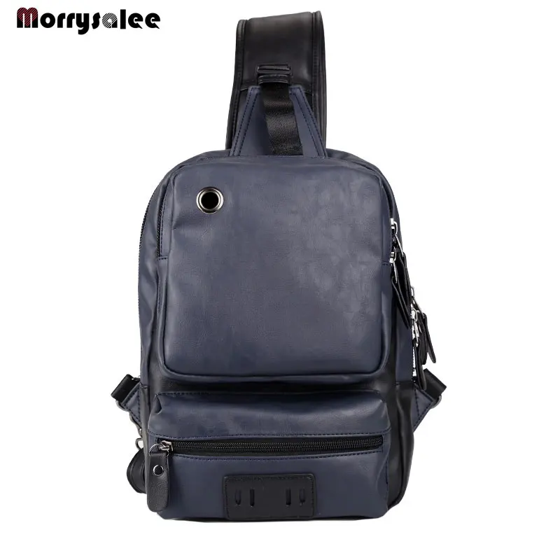 PU Leather Men's Bags Leisure Shoulder Inclined Bag Outdoor Sports Bag Street Chest Capacity Leather Bags