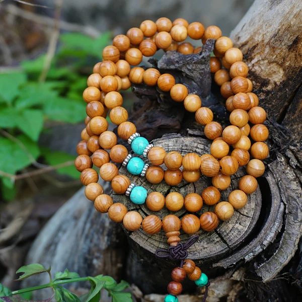

6mm/8mm * 108 * Natural Taxus Chinensis Beads Loose Mala Beads Japa Mala Bracelet Jewellry Findings DIY Accessories
