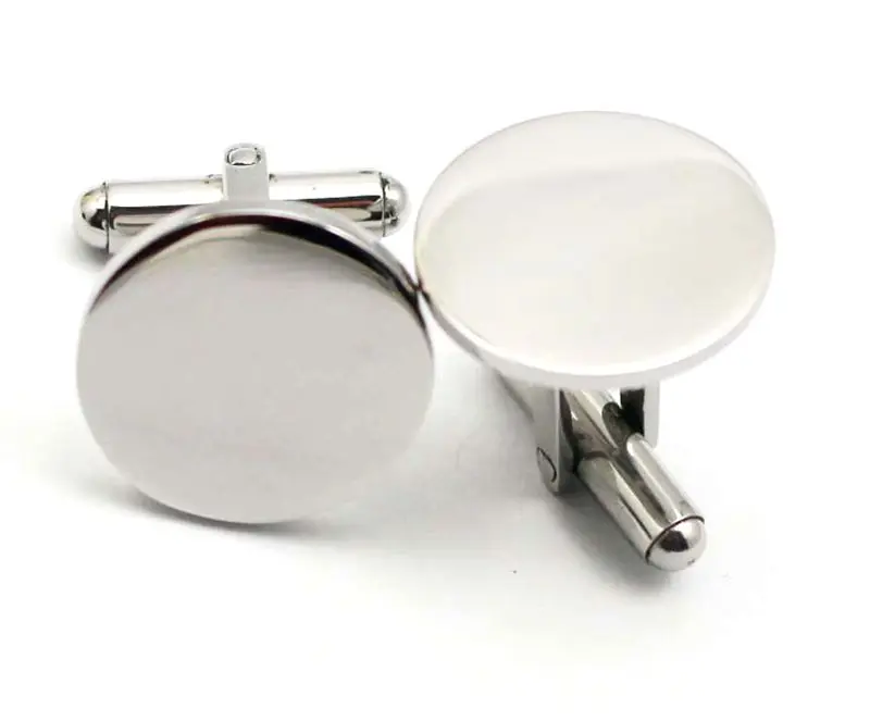 316L Stainless Steel Novelty Cufflink Shirt Circle Cufflinks Wedding Blank Round Design Men Cuff links
