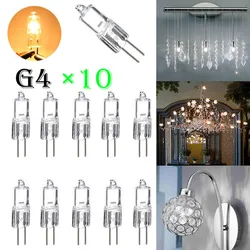 10pcs G4 Halogen Capsule Light Lamp Bulb High Bright Warm White Decoration Halogen Lamp 12V 5W 10W 20W 35W