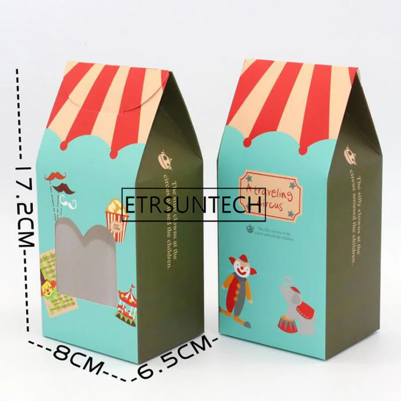 200pcs Circus London Soldier Kraft Paper Gift Packaging Box Cookies Paper Bag Candy Food Packing Box With Windows