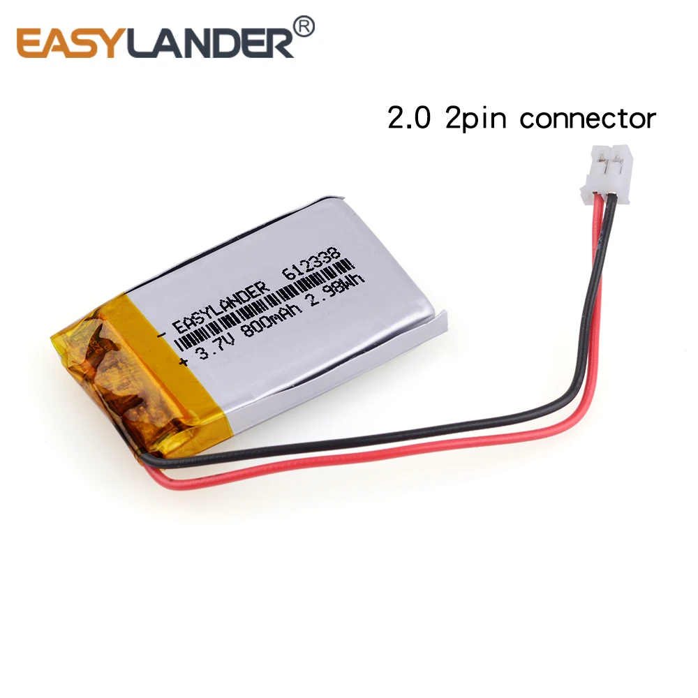 612338 3.7V 800mAh قابلة للشحن ليثيوم بوليمر بطارية للعب الدخن GPS TEXET FHD-570 DVR dvr-3gp Gmini HD50G HD70G iBox برو-800