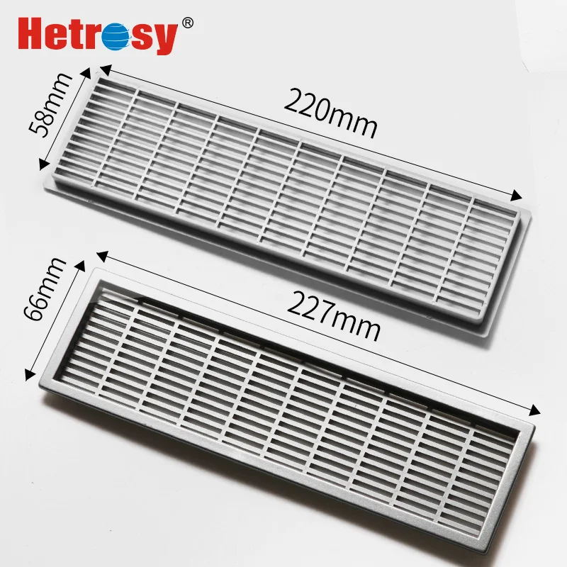 Hetrosy ฮาร์ดแวร์พลาสติกรูปสี่เหลี่ยมผืนผ้า Air Vent ABS ระบายอากาศ Grille ระบายอากาศสำหรับเฟอร์นิเจอร์เปิด 6x22 ซม.