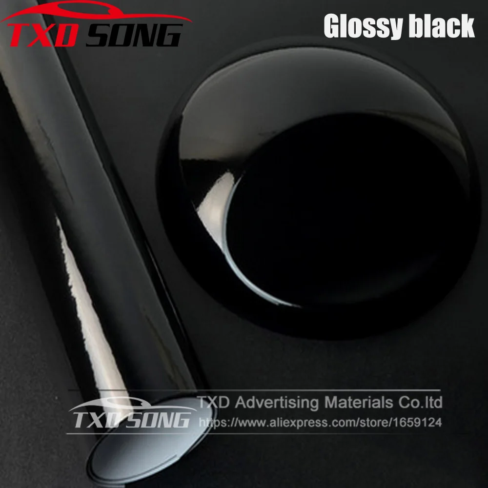 

10/20/30/40/50/60x152CM Glossy Black vinyl film for car wrapping with air free bubbles glossy black car sticker car decoration