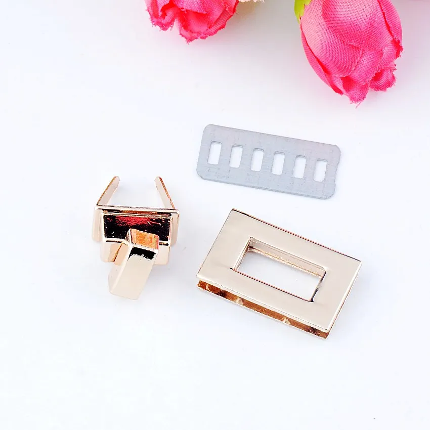 Free Shipping-10 Sets Rose Golden Jewelry Wooden Case Boxes Bag Making Lock Latch Hardware 26x26x18mm ,j2732