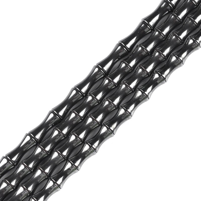 Natural Stone 12*8/16*8mm Bright Hematite Beads Bamboo Shape Loose Beads for DIY Necklace Bracelet Jewelry Making Accessories