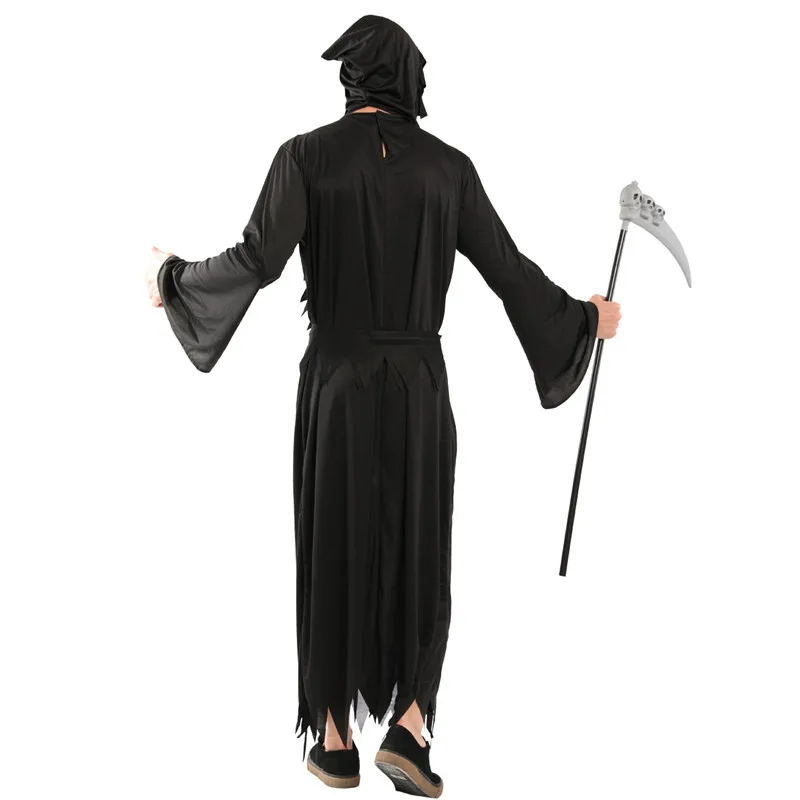 Black Death Devil Demon Traje para homens, esqueleto do Dia das Bruxas, Azrael, Morte, Cosplay assustador, Carnaval, Purim, Mascarada, Boate, Vestido de festa