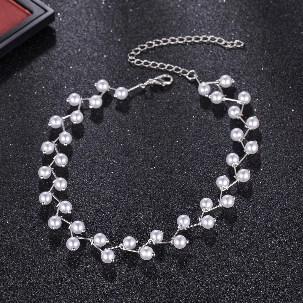 IPARAM Trendy Elegance Statement Necklace Charm Simulated Pearl Beads Choker Necklace For Women Kolye Collier Femme image 4