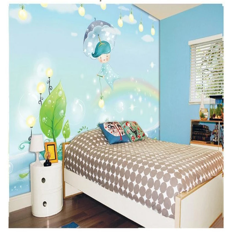 Beibehang Customzed 3d Kids Behang Regenboog Night Vliegende Orange Licht Kinderen Kinderen Tv Achtergrond Papel De Parede