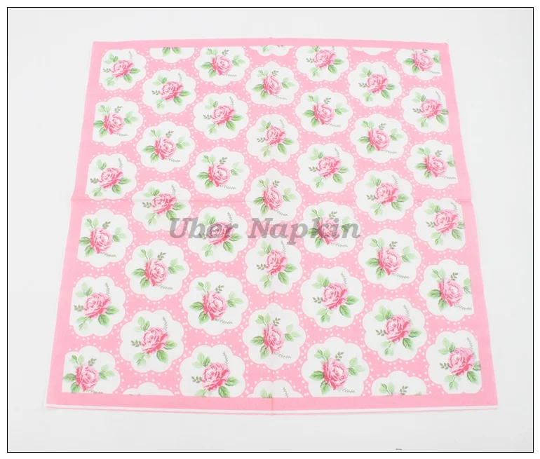 [RainLoong] 33cm*33cm Pink Rose Paper Napkins Festive & Party Tissue Napkins Decoration Guardanapo 2 layers 1 pack (20pcs/pack)