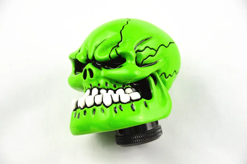 Universal Manual Gear stick Shift Shifter Lever Knob Wicked Carved Skull refit Decoration Green Gear Stick