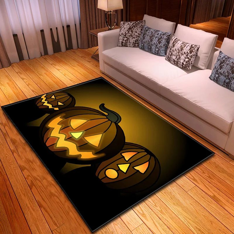 Horror Halloween Pumpkin head Decor Floor Mat Home Area Rugs Kitchen Absorbent Antiskid Rug Bedroom Carpets For Living Room