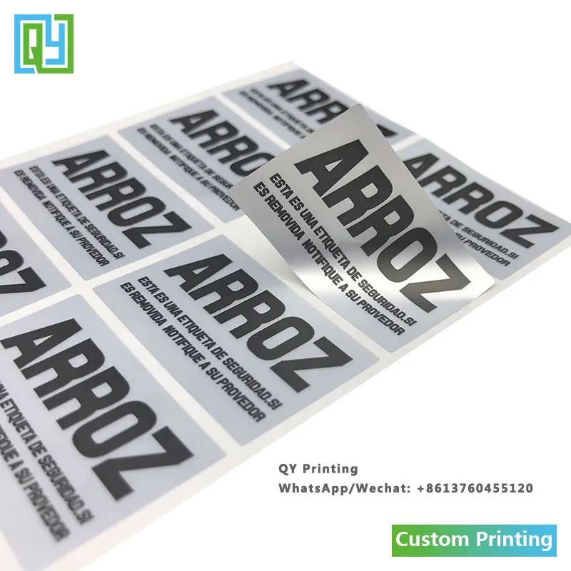 1000pcs 40x25mm Custom Warranty Sticker For Mobile Phone Packagings Silver Void Labels Logo Sticker Customized Logo Text Number
