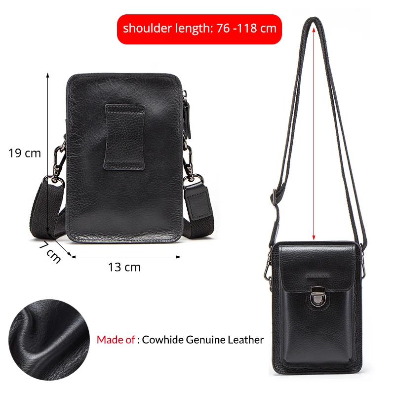 Imagem -02 - Cintura de Couro Genuíno do Contato Bolsas de Telefone Masculino com Passaporte Bolsa de Ombro Mensageiro Bolsa Cinto de Viagem Pequeno